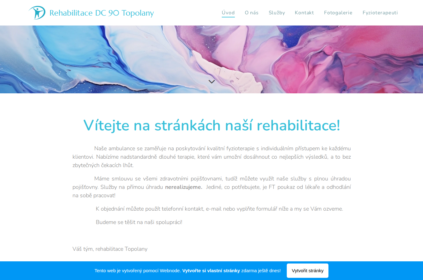 Současný web Rehabilitace DC90 Topolany na počítači