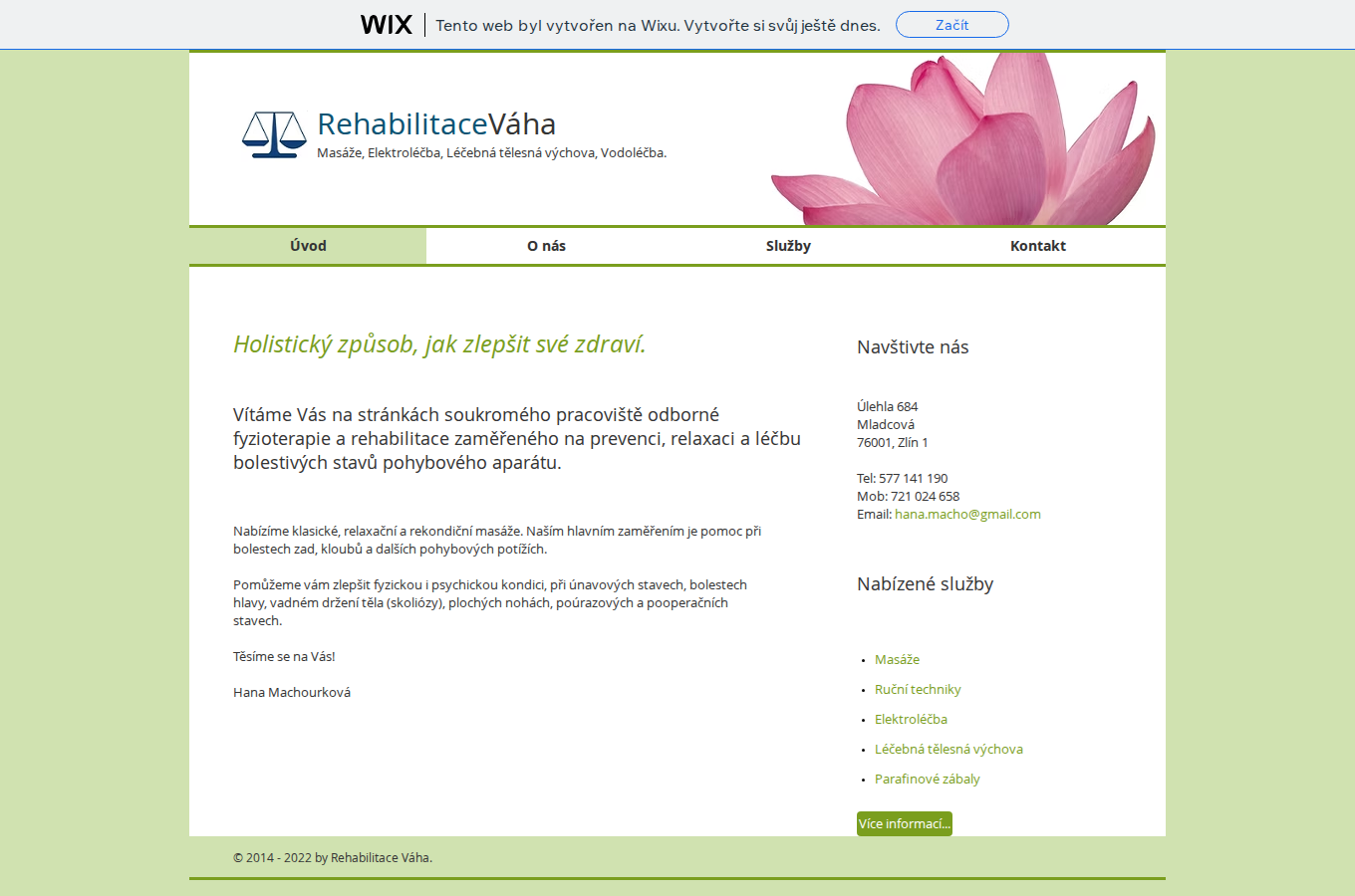 Současný web Rehabilitace Váha na počítači