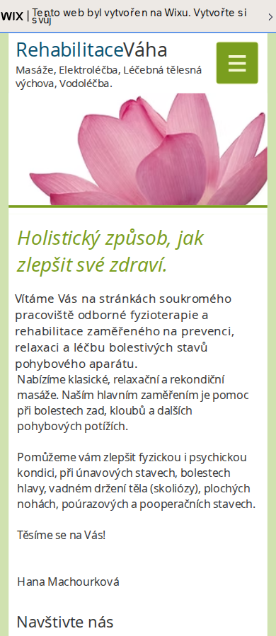 Současný web Rehabilitace Váha na mobilu