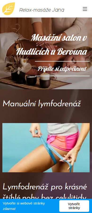 Současný web Relax masáže Jana na mobilu
