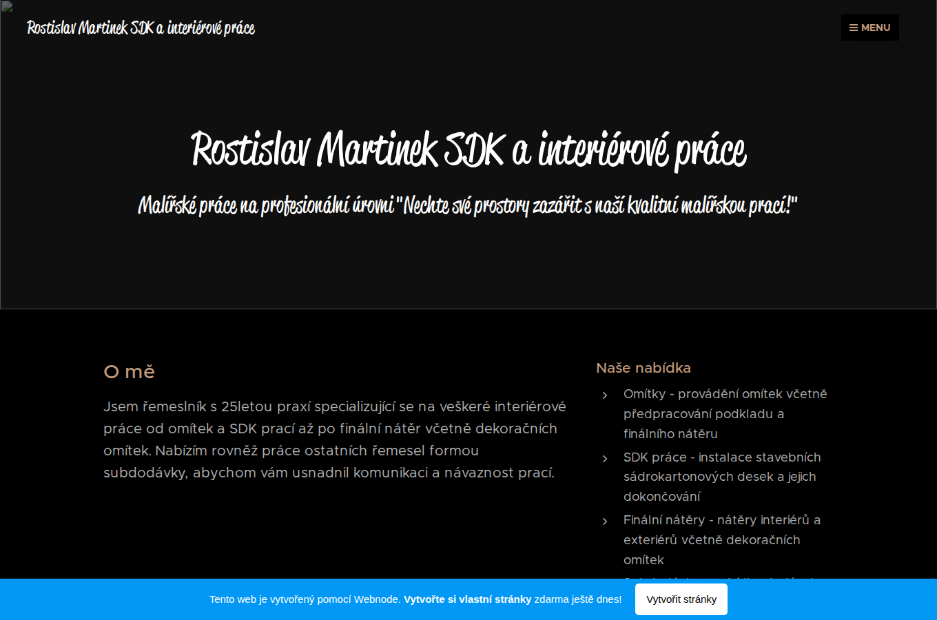 Současný web Rostislav Martinek na počítači