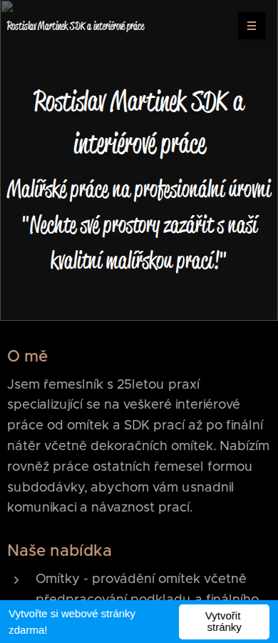 Současný web Rostislav Martinek na mobilu