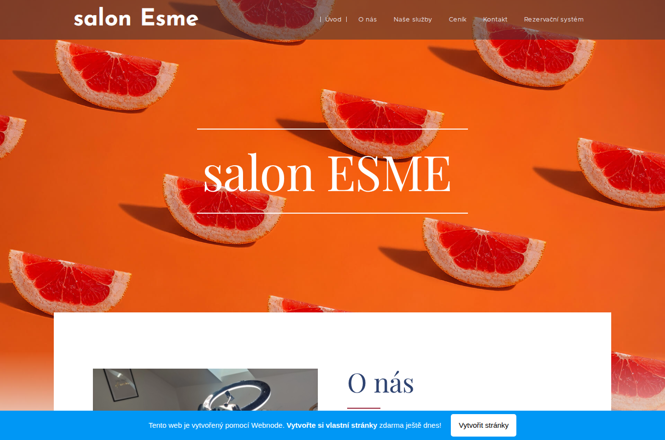 Současný web Salon Esme na počítači