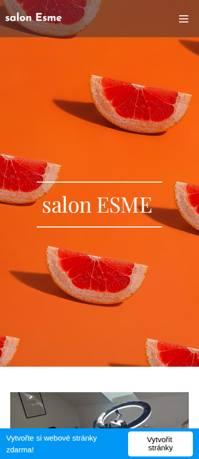 Současný web Salon Esme na mobilu