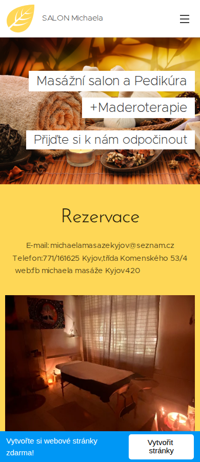 Současný web Salon Michaela Kyjov na mobilu