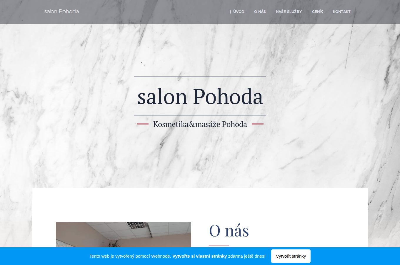 Současný web Salon Pohoda na počítači