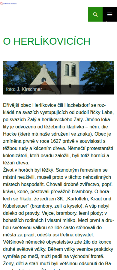 Současný web SEM Přátelé Herlíkovic na mobilu