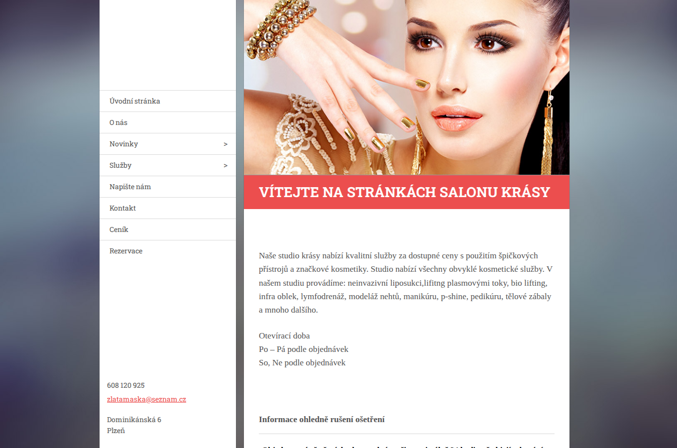 Současný web Spa with Love na počítači