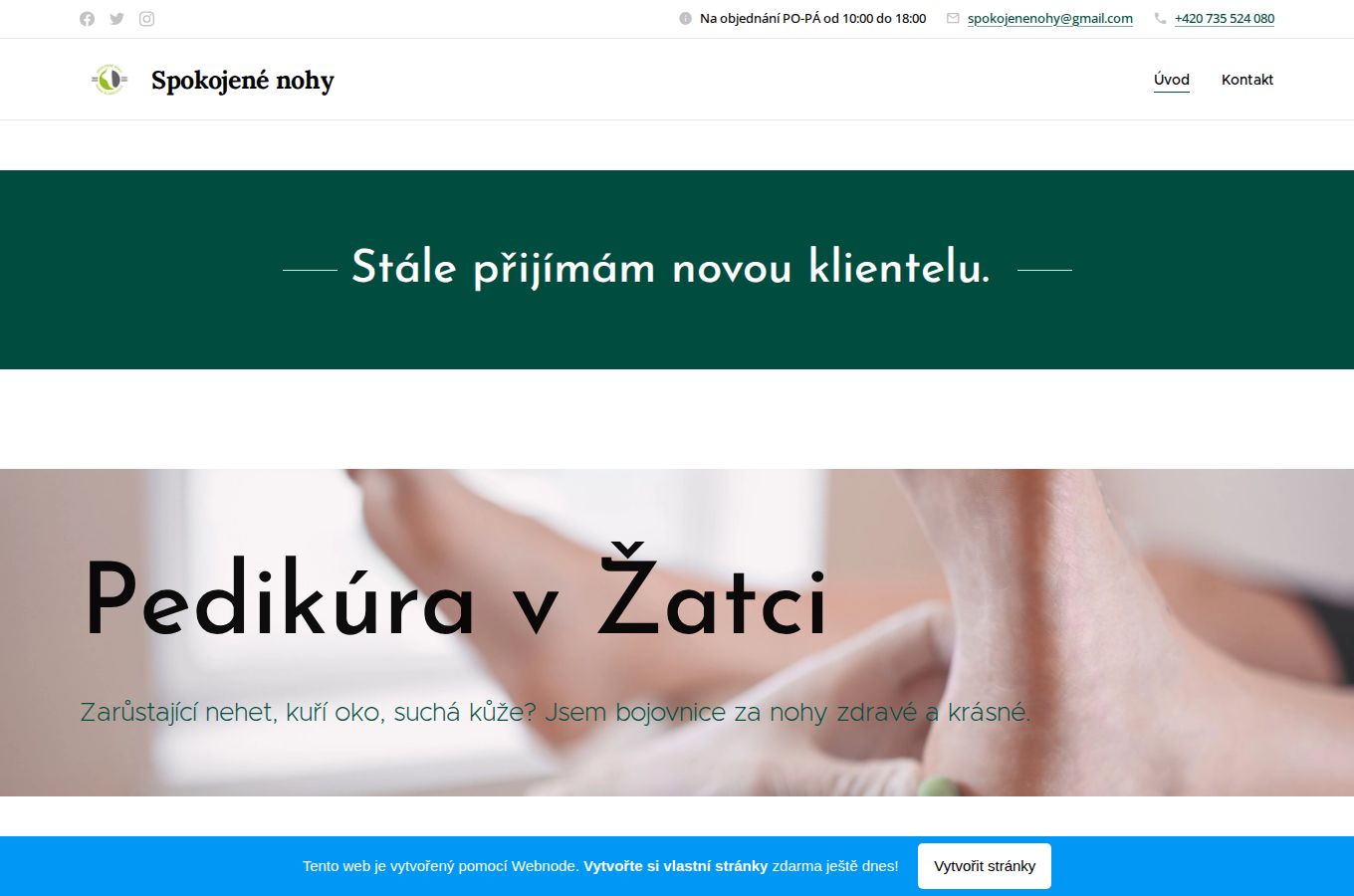 Současný web Spokojené nohy pedikúra na počítači