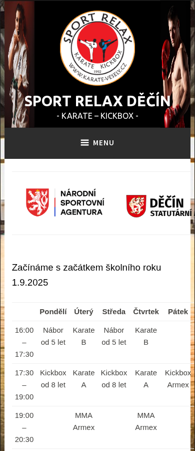 Současný web Sport Relax Děčín na mobilu