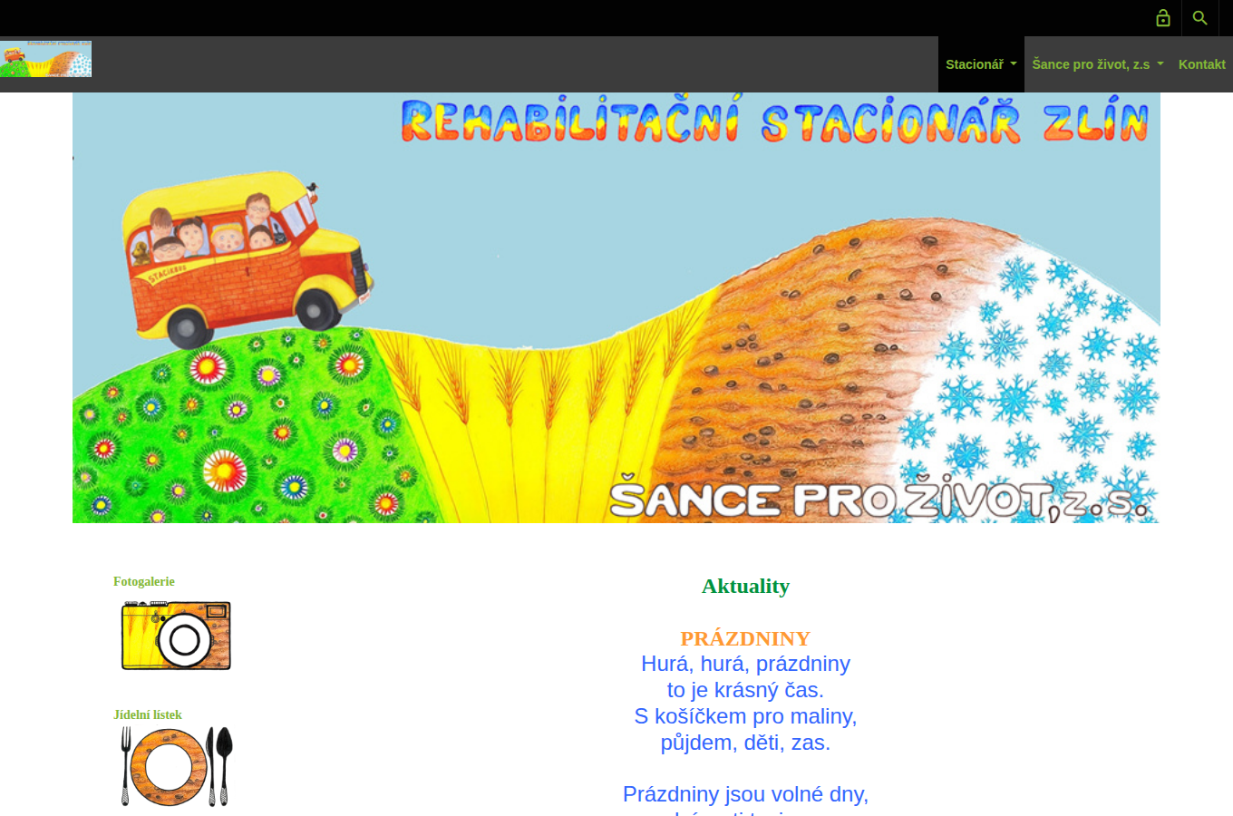 Současný web Stacionář Nivy na počítači