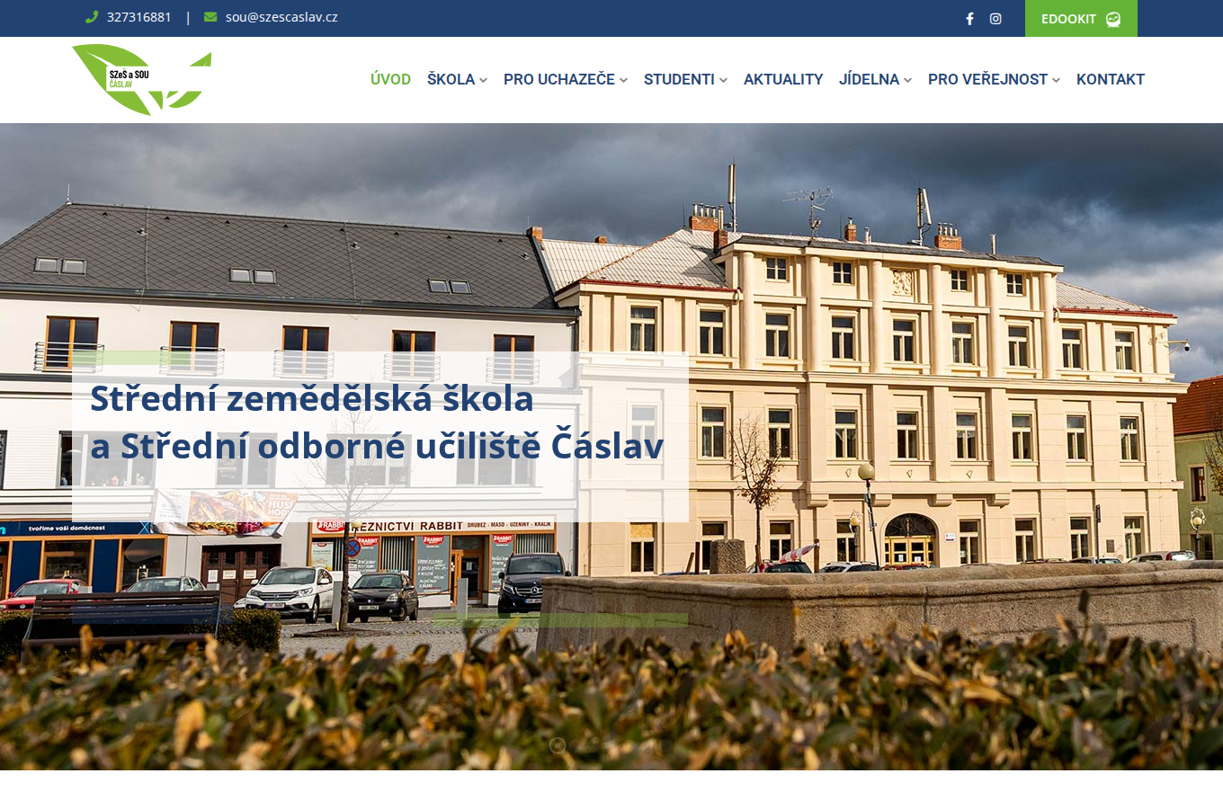 Současný web Střední odborné učiliště Čáslav na počítači