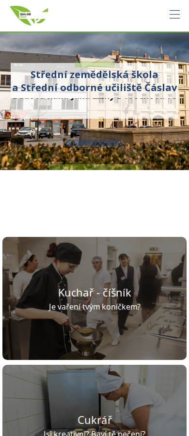 Současný web Střední odborné učiliště Čáslav na mobilu