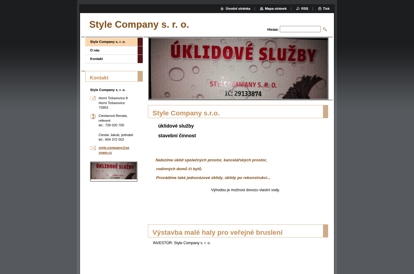 Současný web Style Company s.r.o. na počítači