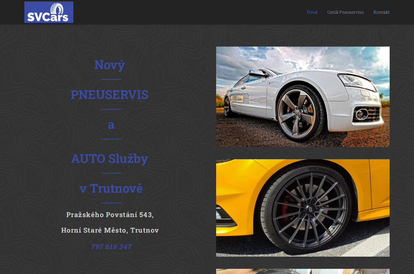 Současný web SV Cars na počítači
