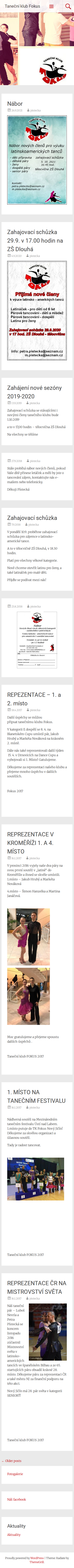 Současný web Taneční klub Fokus na mobilu