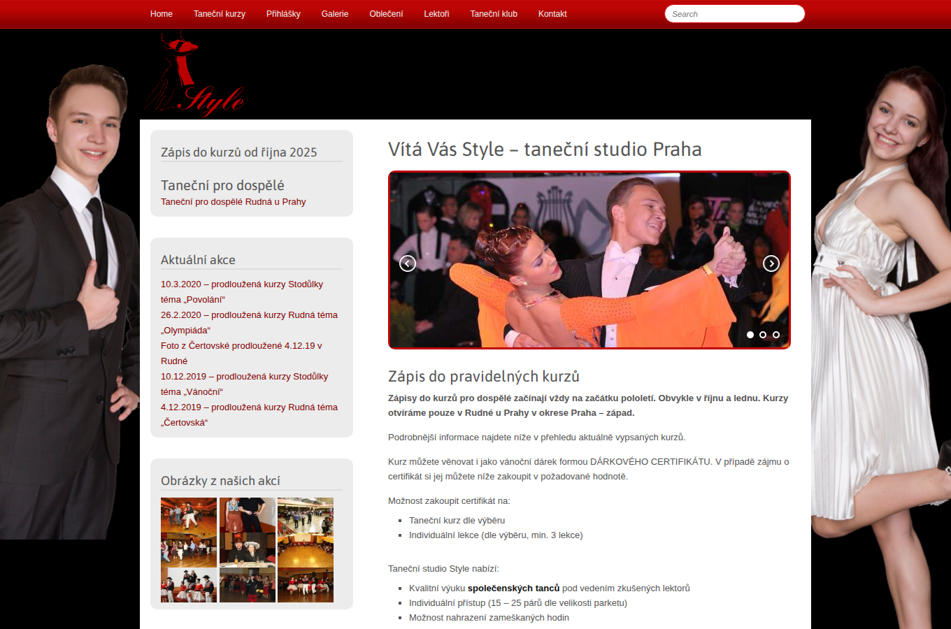 Současný web Taneční studio Style na počítači