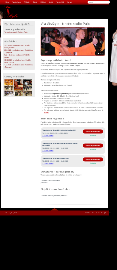 Současný web Taneční studio Style na mobilu