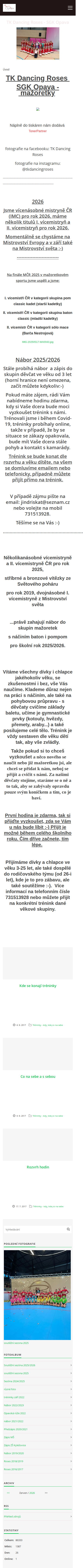 Současný web TK Dancing Roses – SGK Opava na mobilu