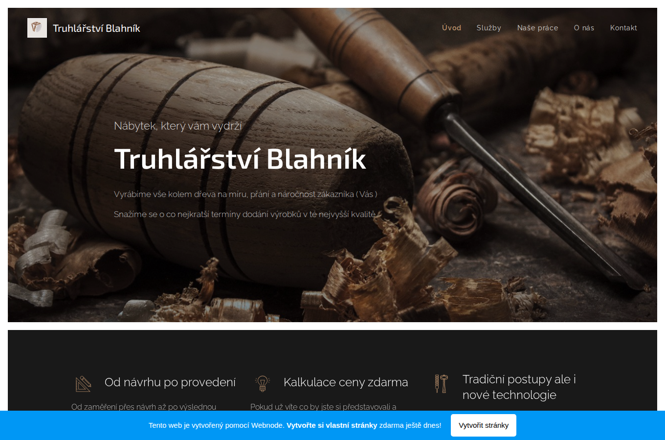 Současný web Truhlářství Blahník na počítači