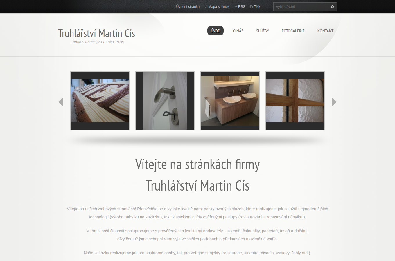 Současný web Truhlářství Martin Cís na počítači