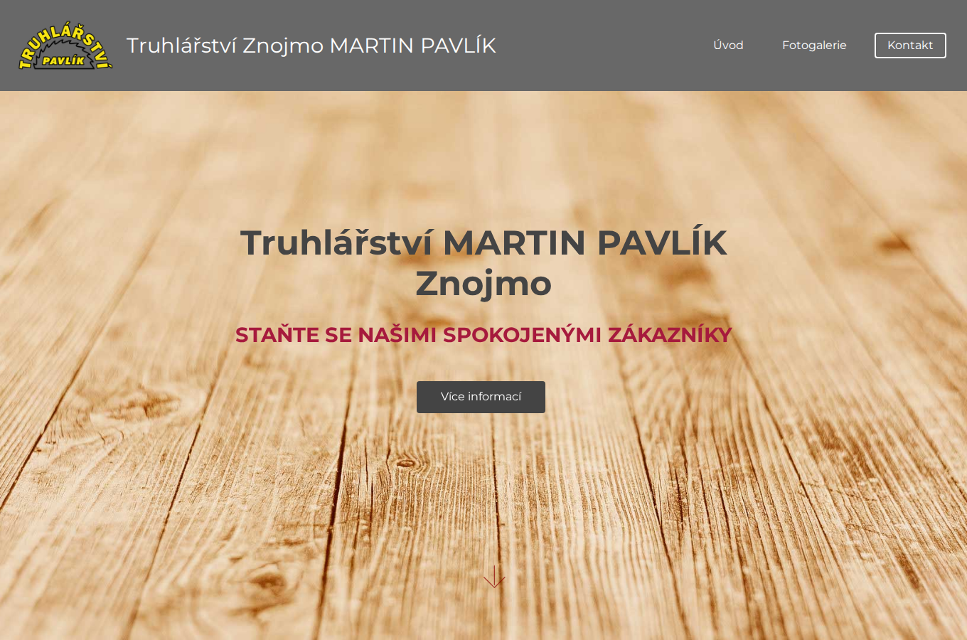 Současný web Truhlářství Martin Pavlík Znojmo na počítači