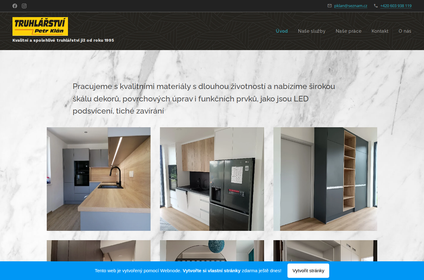 Současný web Truhlářství Petr Klán na počítači