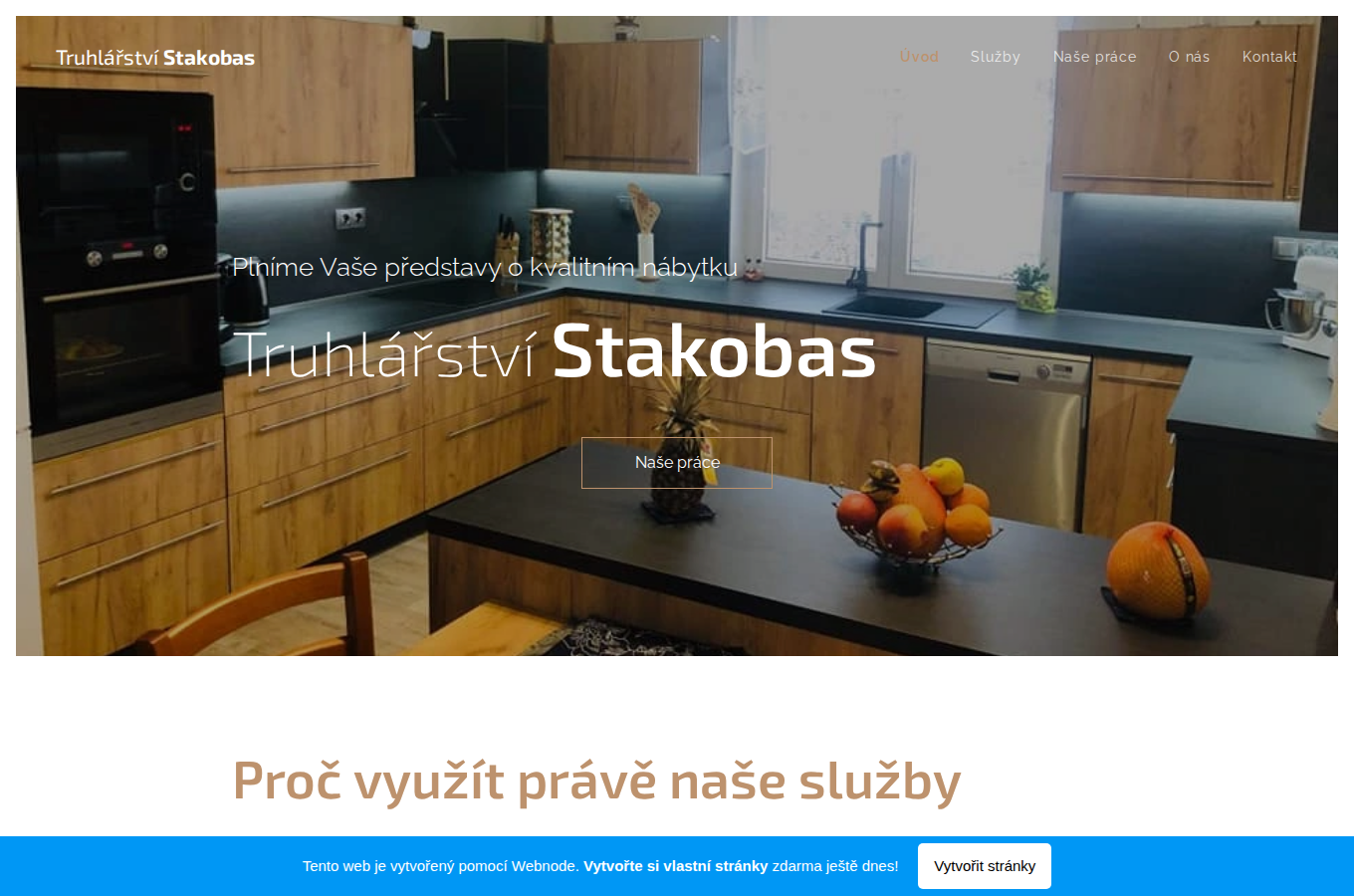 Současný web Truhlářství Stakobas na počítači