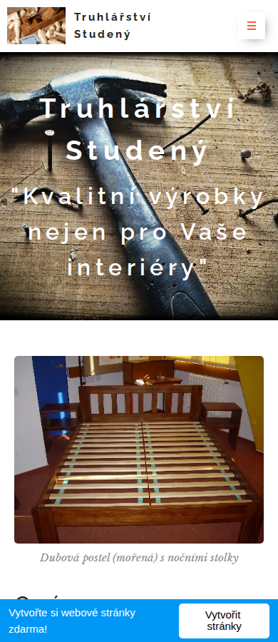 Současný web Truhlářství Studený na mobilu
