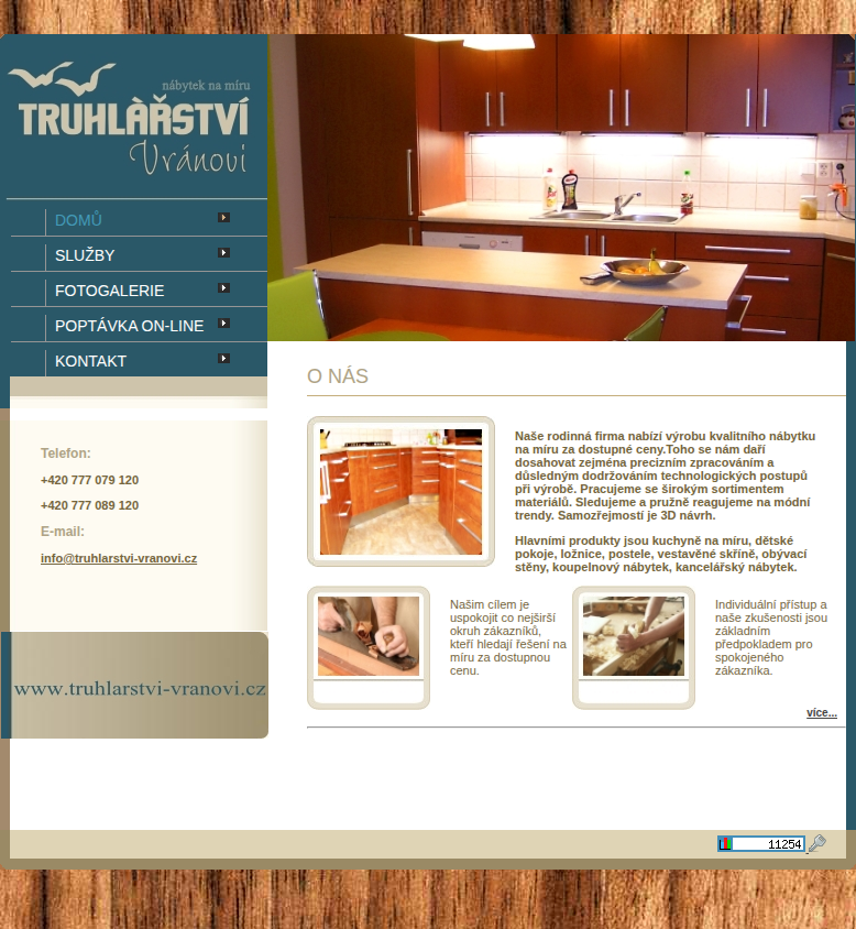 Současný web TRUHLÁŘSTVÍ Vránovi na mobilu