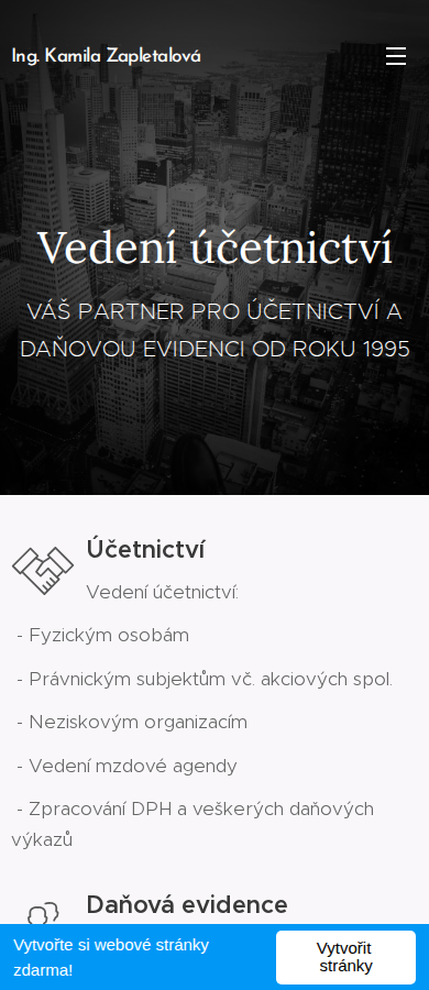 Současný web Účetní Krnov na mobilu