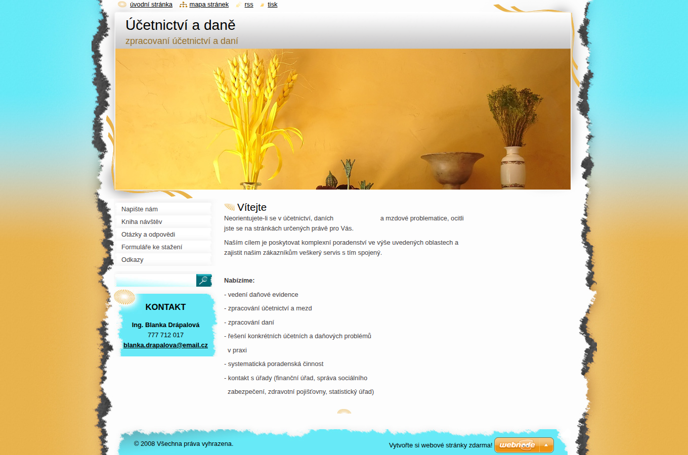 Současný web Účetní poradenství Blanka Drápalová na počítači