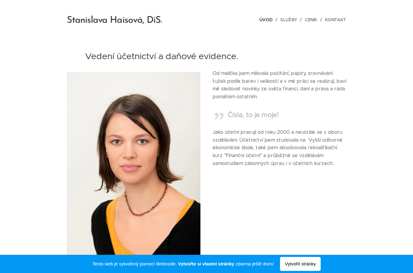 Současný web Účetní služby Haisová na počítači