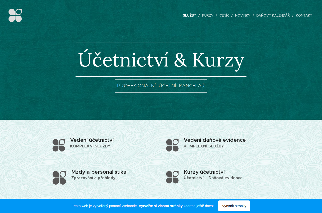 Současný web Účetní služby Úpice na počítači