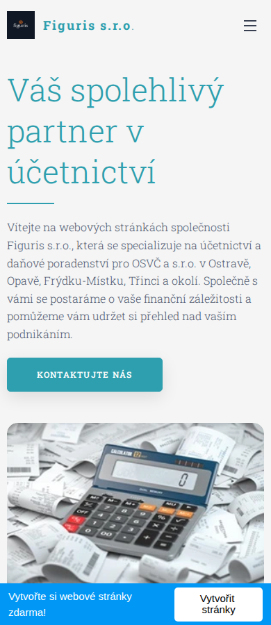 Současný web Účetnictví Figuris na mobilu