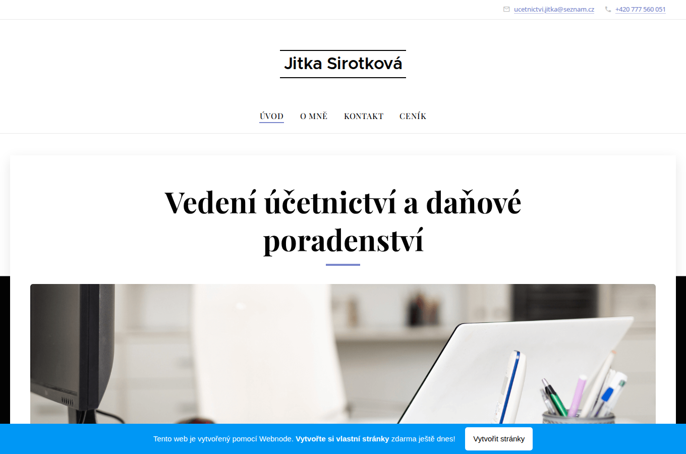 Současný web Účetnictví Jitka Sirotková na počítači