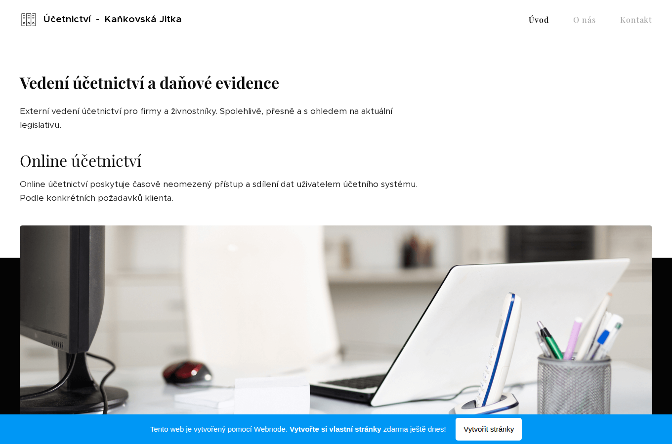 Současný web Účetnictví Kaňkovská Jitka na počítači