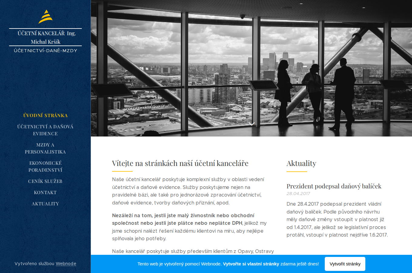 Současný web Účetnictví Kršík na počítači