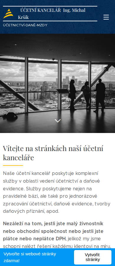 Současný web Účetnictví Kršík na mobilu