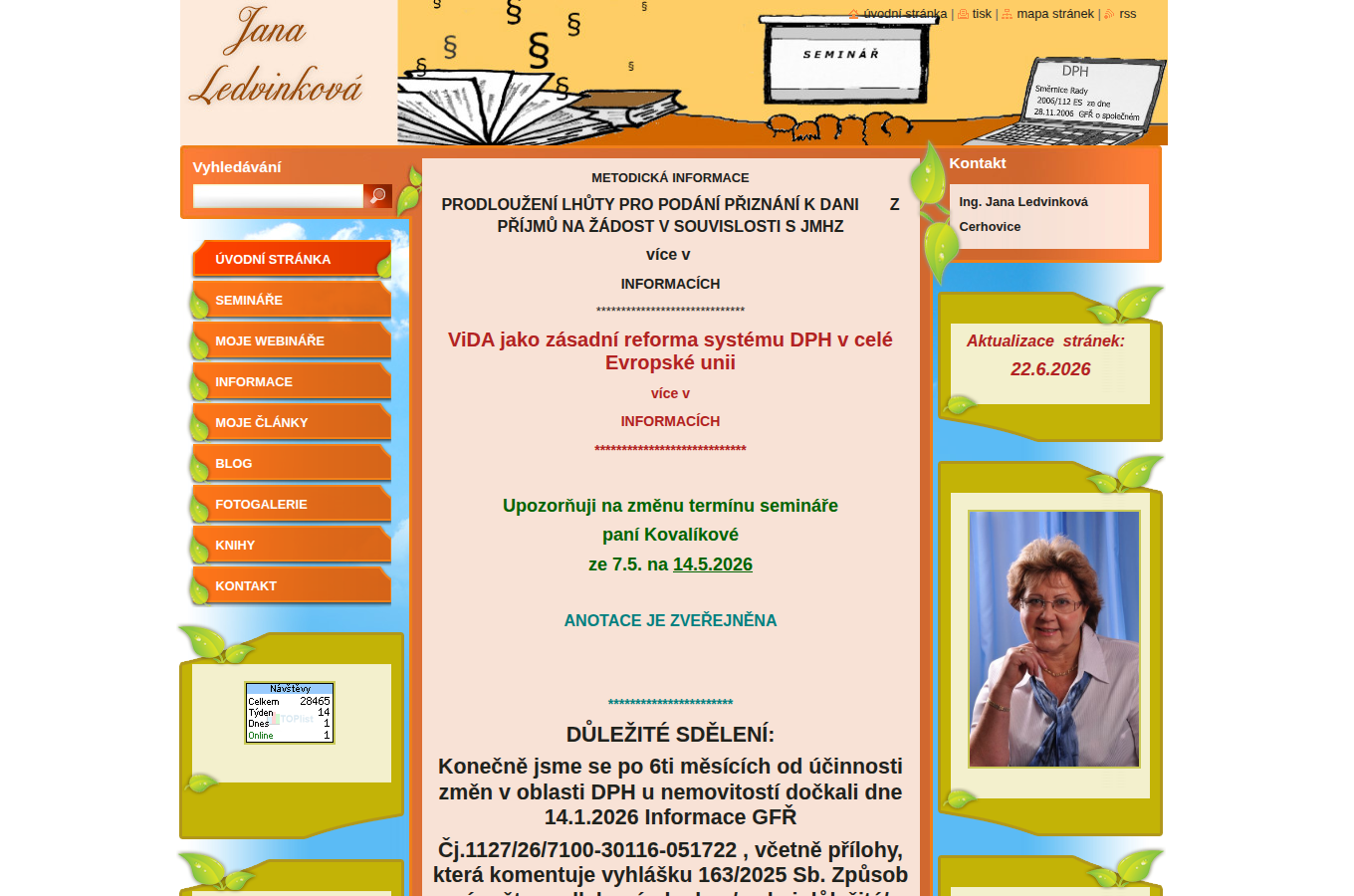Současný web Účetnictví Ledvinková Pardubice na počítači