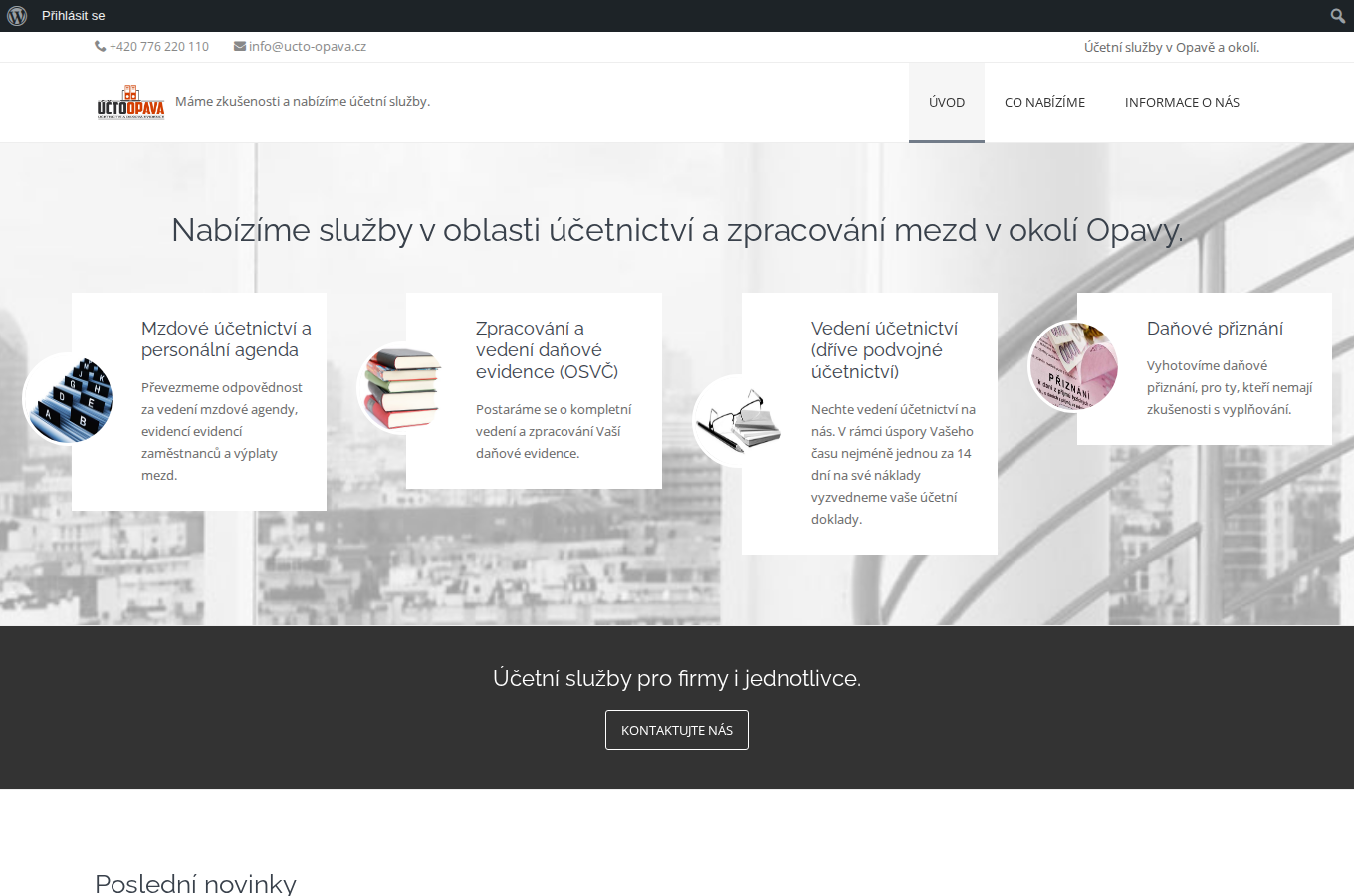 Současný web Účetnictví Opava na počítači
