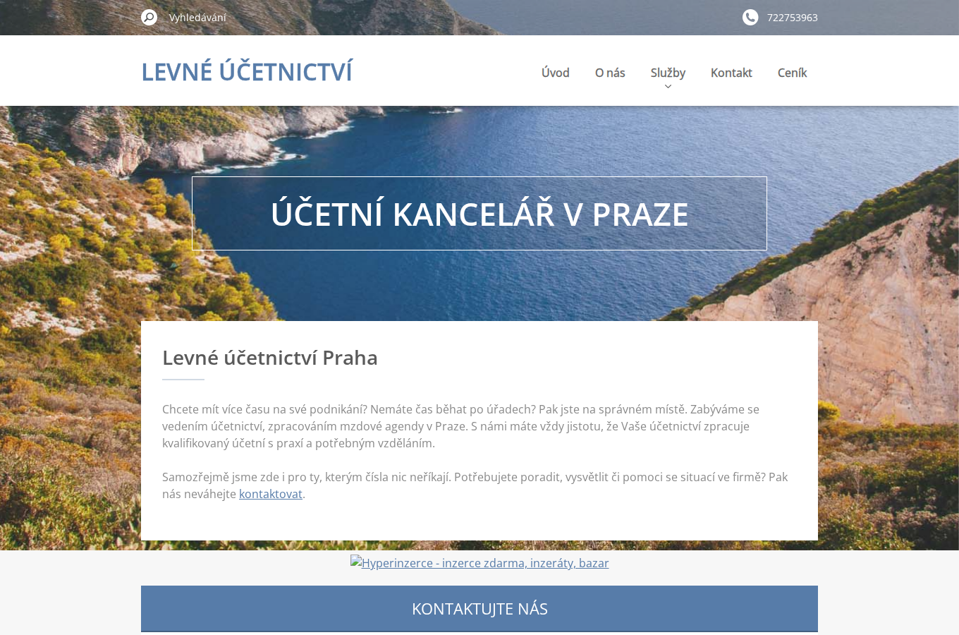 Současný web Účetnictví Praha na počítači