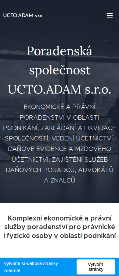 Současný web ÚČTO Adam na mobilu