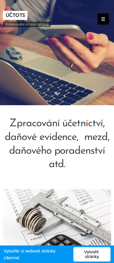 Současný web ÚČTOTS účetnictví na mobilu