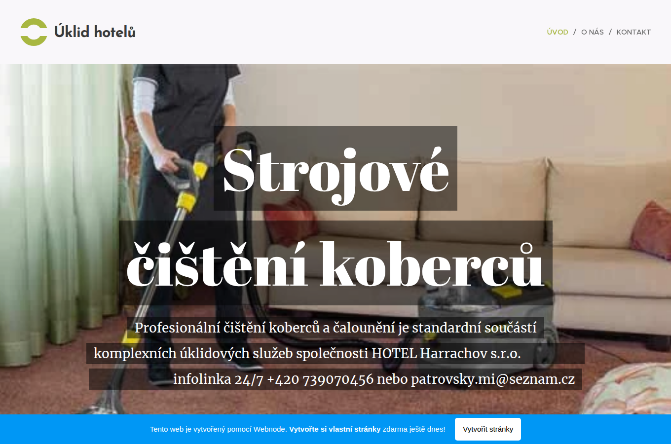 Současný web Úklid hotelů na počítači