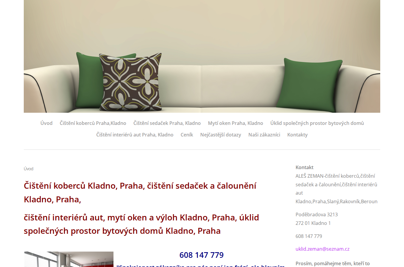 Současný web Úklidové firmy AZ Kladno na počítači