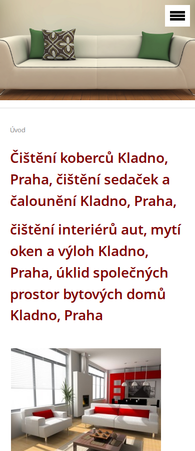 Současný web Úklidové firmy AZ Kladno na mobilu