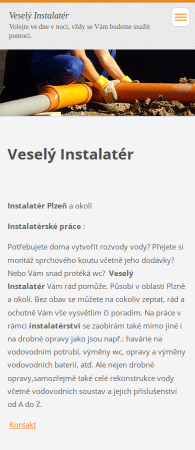Současný web Veselý instalatér na mobilu