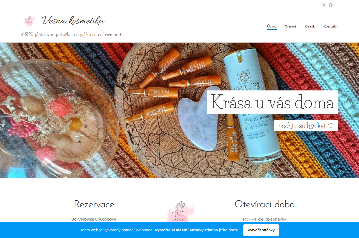 Současný web Vesna Kosmetika na počítači