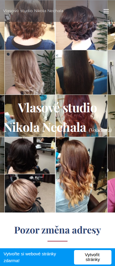 Současný web Vlasové studio Nikola na mobilu